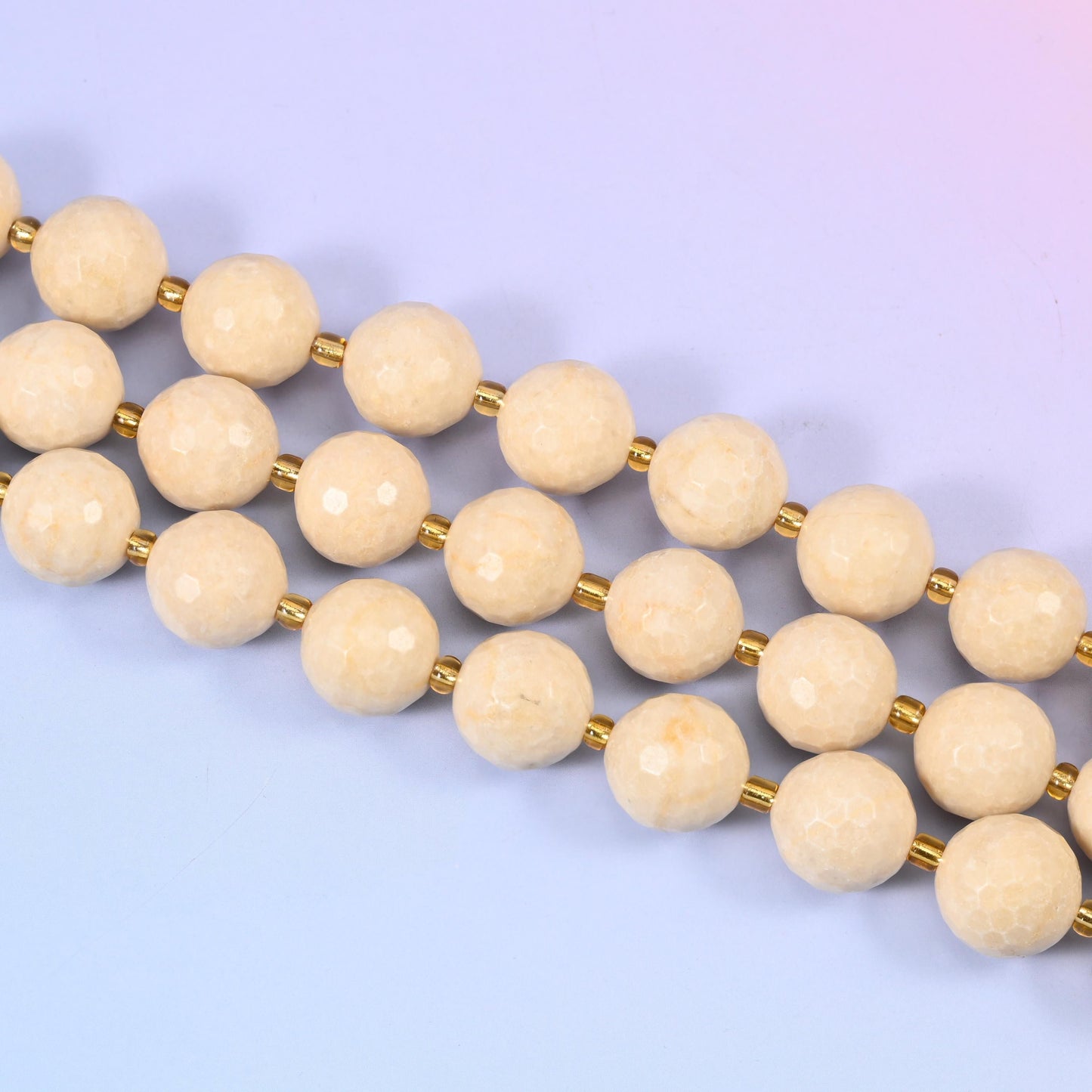 Faceted round cut Fossil Jasper beads