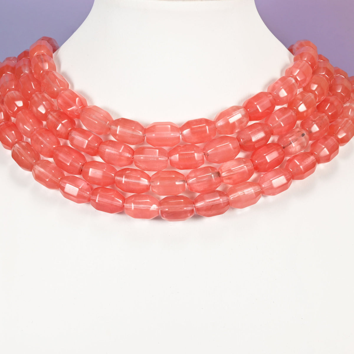 Watermelon Quartz Glass beads, faceted barrel shape, 14x10mm.