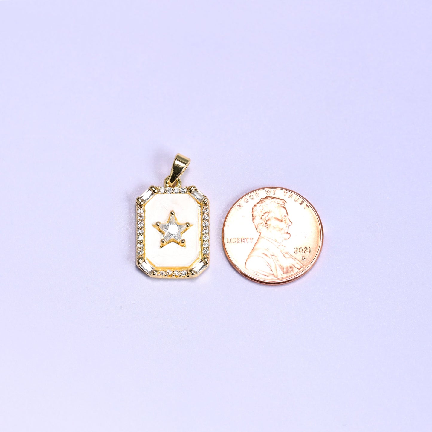 Rectangle Star Zircon Charms: 18K Gold Filled Pendants, Jewelry Making Supply