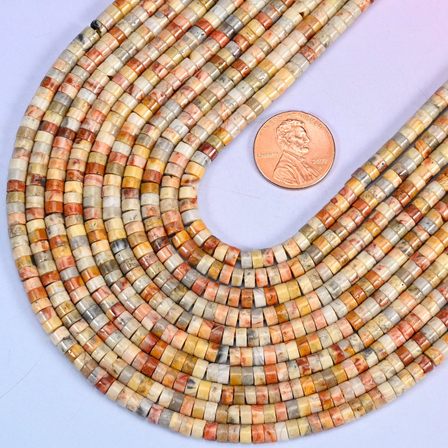 Crazy Agate Smooth Heishi Disc Beads: Jewelry Making Supply, 15.5 Inch Strand