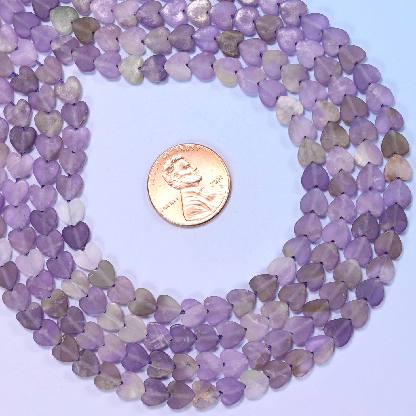 Matte Amethyst Flat Heart Beads: Size 6mm, Jewelry Making, 15 Inch Strand