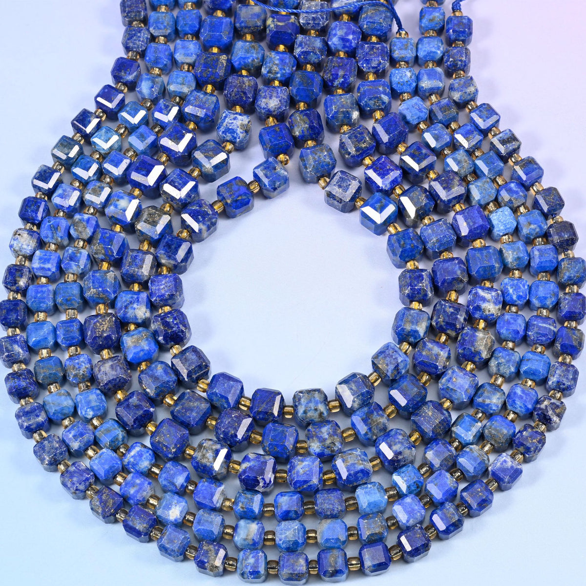Lapis Lazuli Faceted Cube Beads, 1.2mm hole
