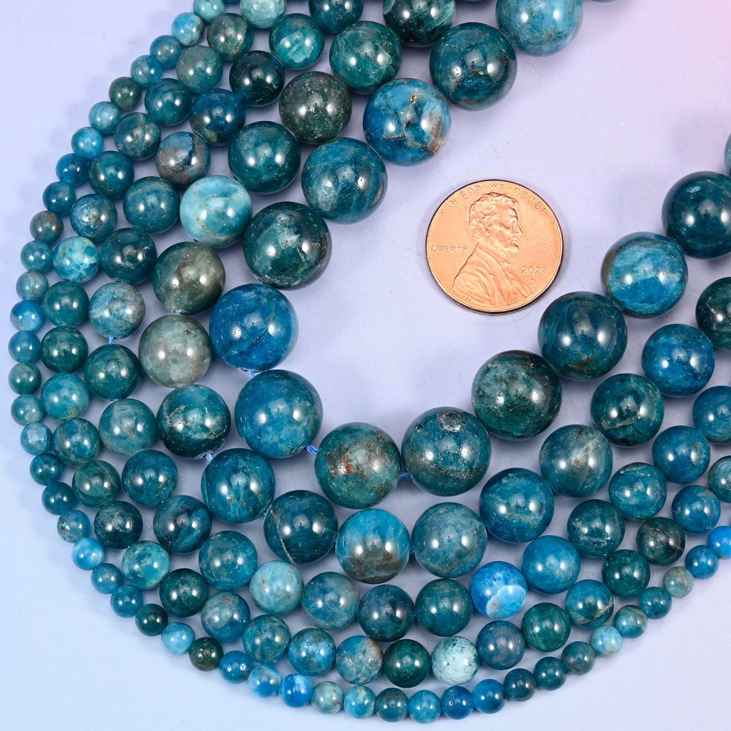 Blue Apatite Smooth Round Beads: Jewelry Making 15.5 Inch Strand