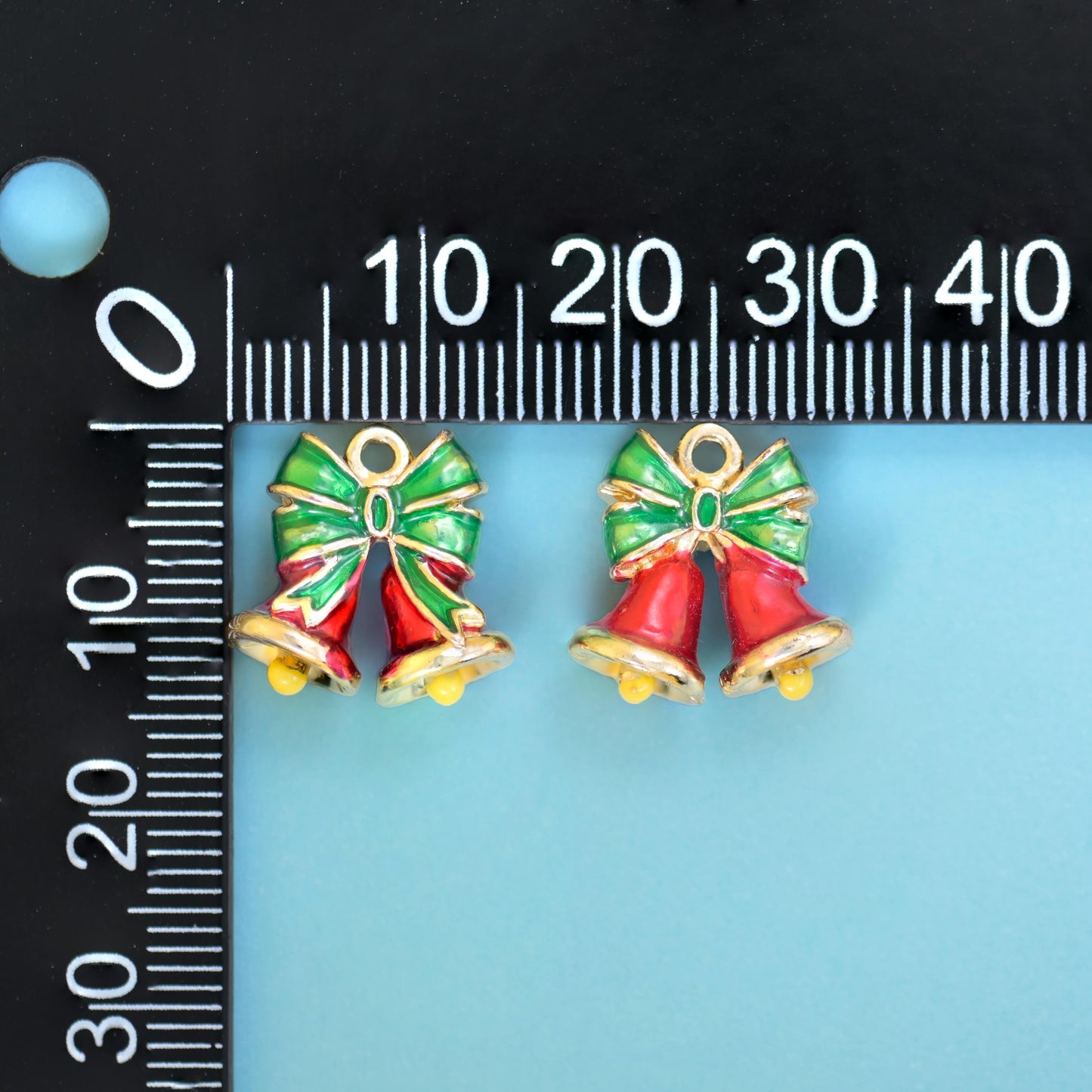 18K Gold Filled Enamel Christmas Bell Charms for DIY Jewelry Making Supply