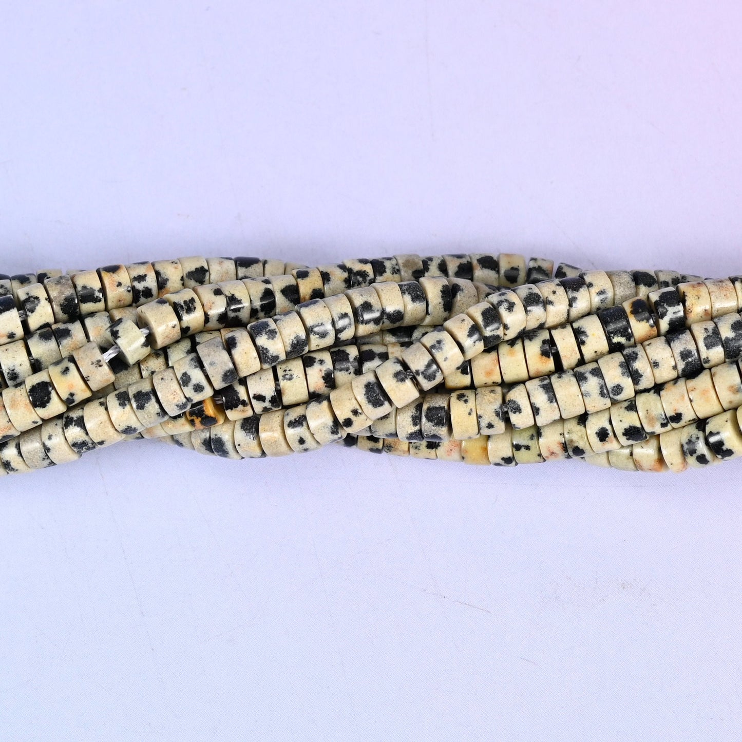 Dalmatian Jasper Smooth Heishi Disc Beads, approximately 180 or 250 beads per strand