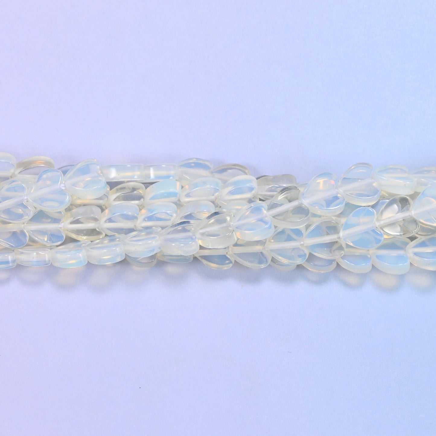Opalite Flat Heart Beads: Size 6mm, Jewelry Making, 15 Inch Strand
