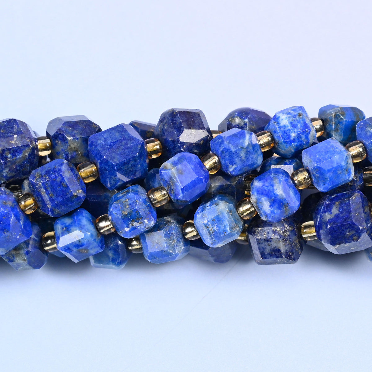Lapis Lazuli Faceted Cube Beads, sold per 15 inch strand