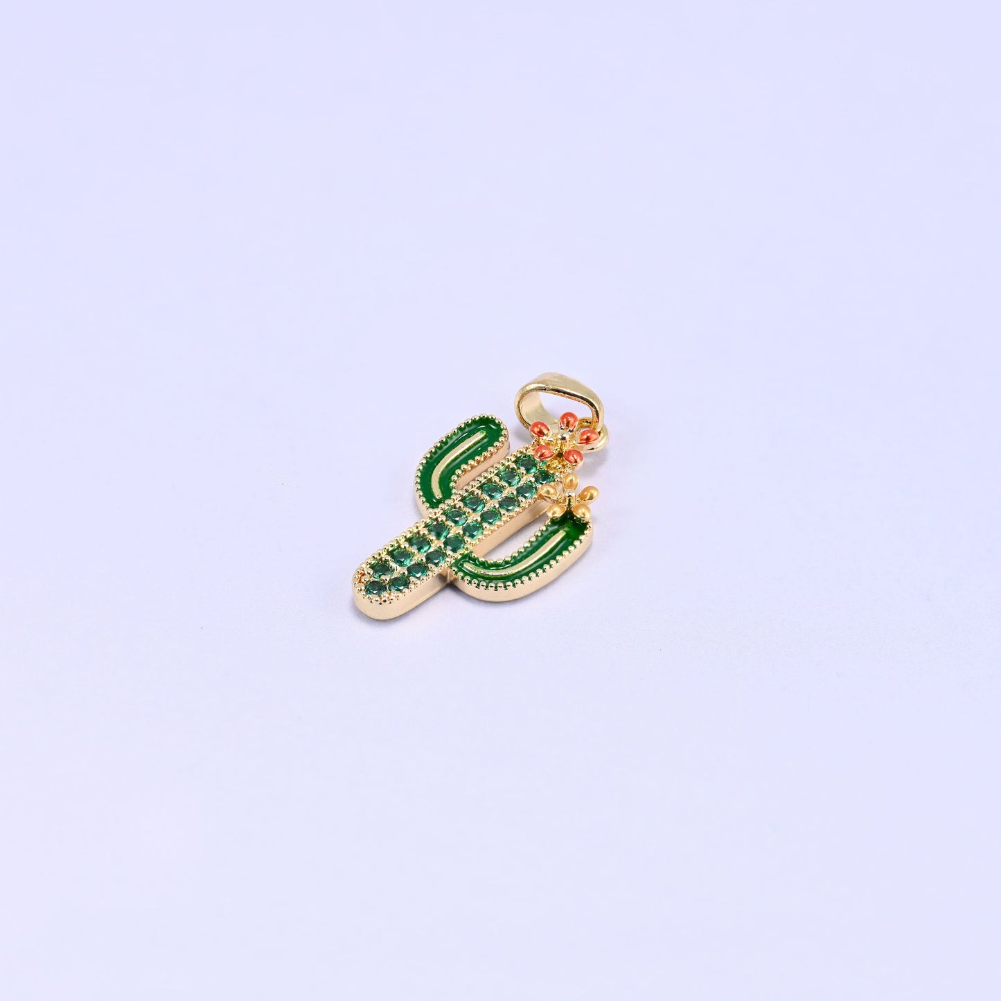 Brass, 18K gold plated, beads, cactus, Approximately 22.32 x 13.40mm