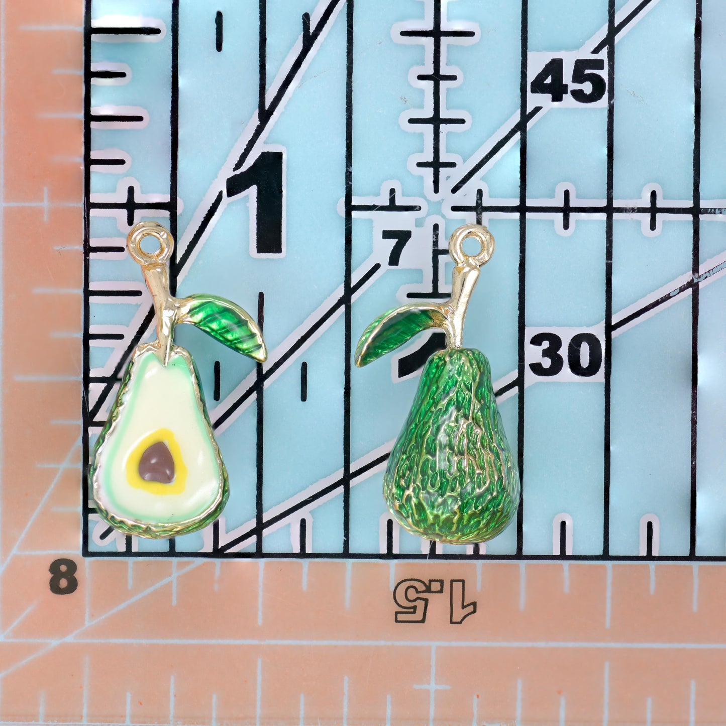 18K Gold Filled Enamel Avocado Charms for DIY Jewelry Making Supply