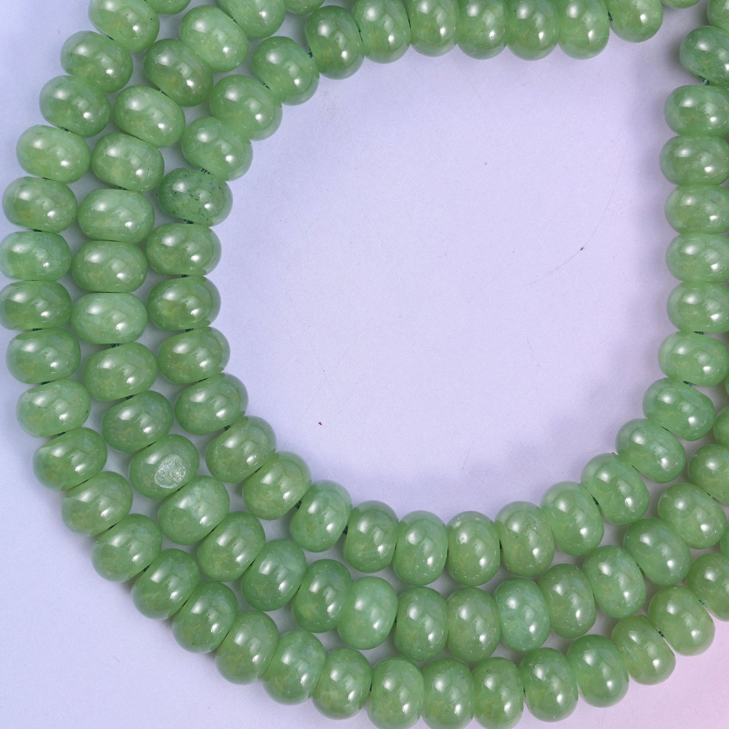 Grass Green Dyed Jade rondelle beads, approximately 75 beads per strand