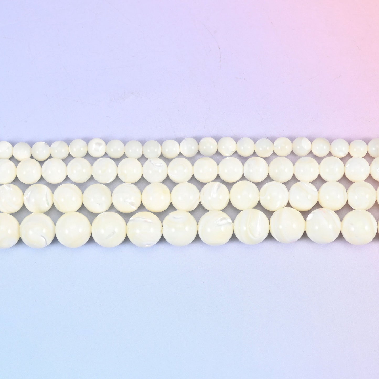 White Trochus Shell Round Beads: Jewelry Making Supply