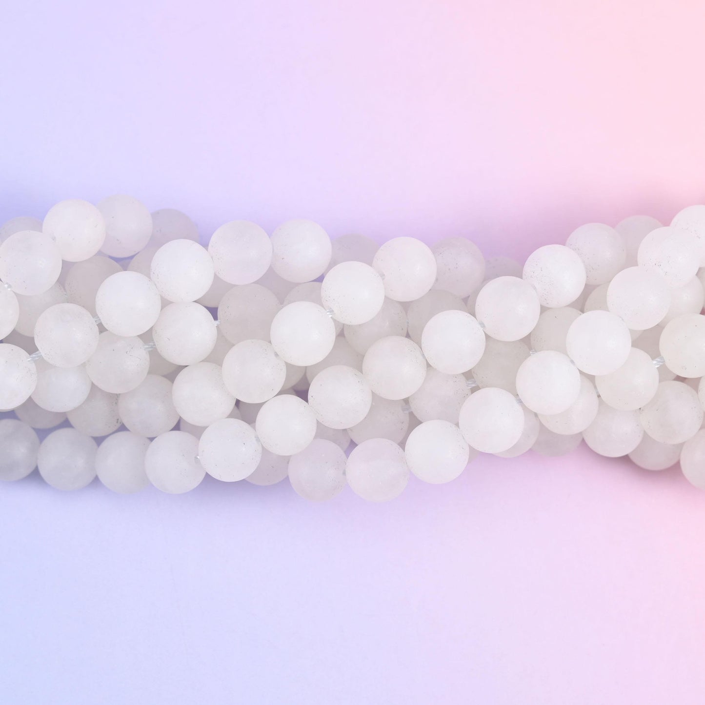 White Jade Matte Round Beads, 4mm approximately 88 beads, 6mm approximately 52 beads, 8mm approximately 46 beads, 10mm approximately 37 beads per strand