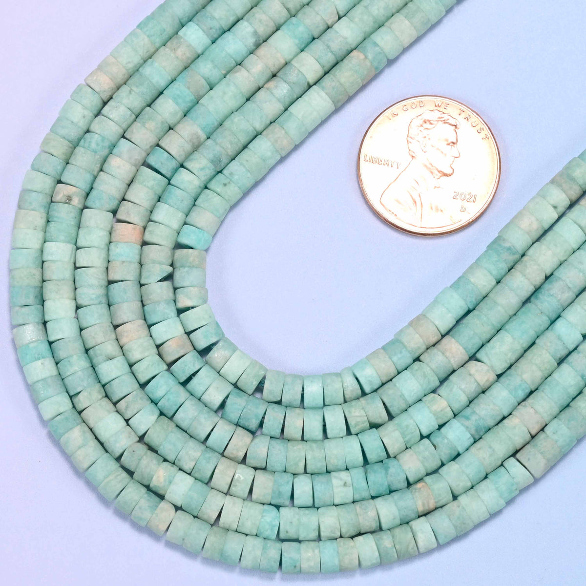Heishi disc cut blue amazonite beads