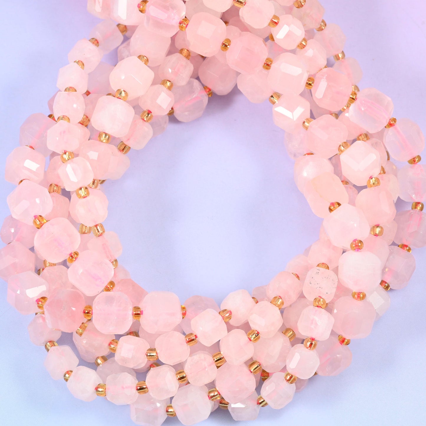 Rose Quartz Faceted Cube Beads for jewellery making