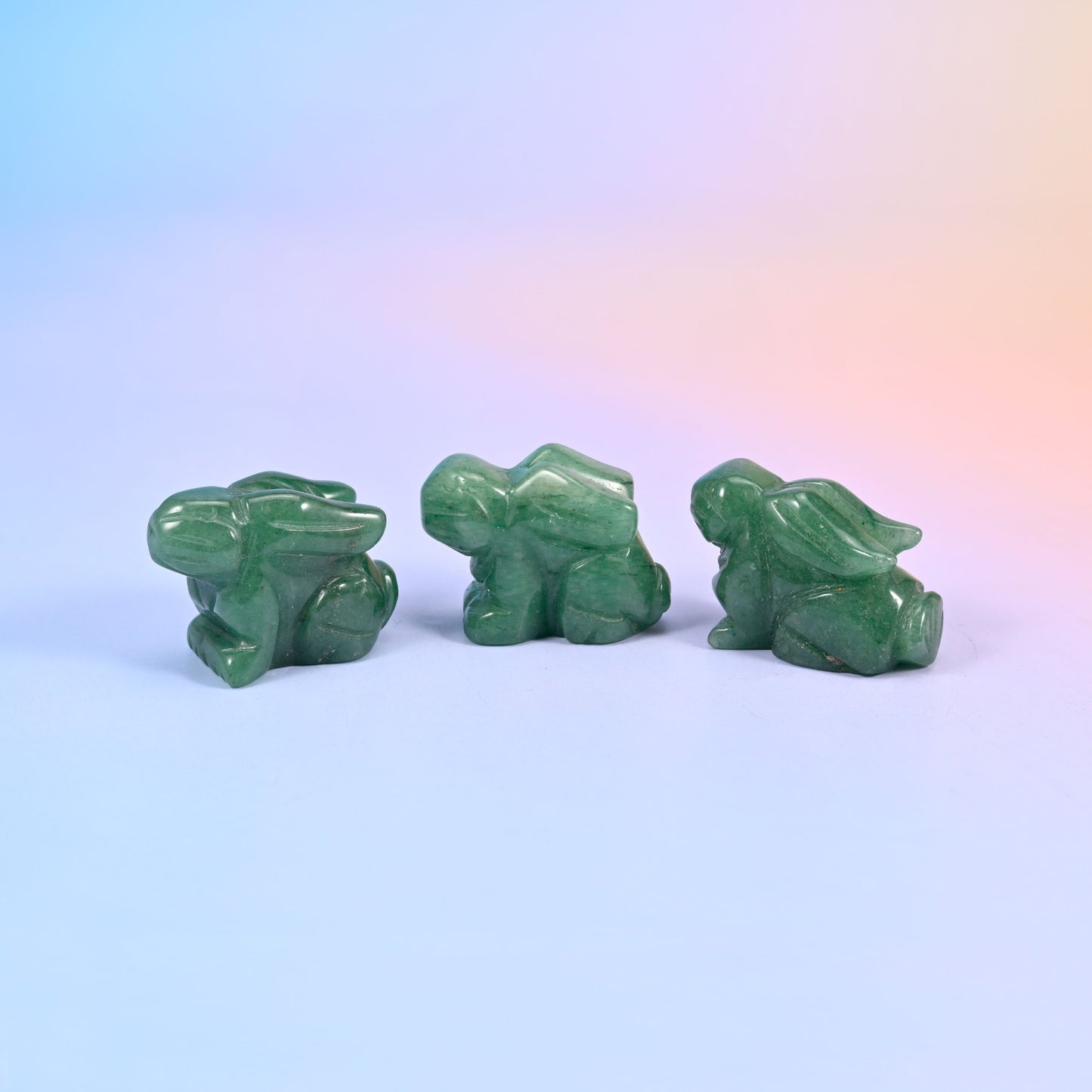 Polished gemstone rabbit carving, 1.5 inch display piece for shelf, desk or pocket keepsake