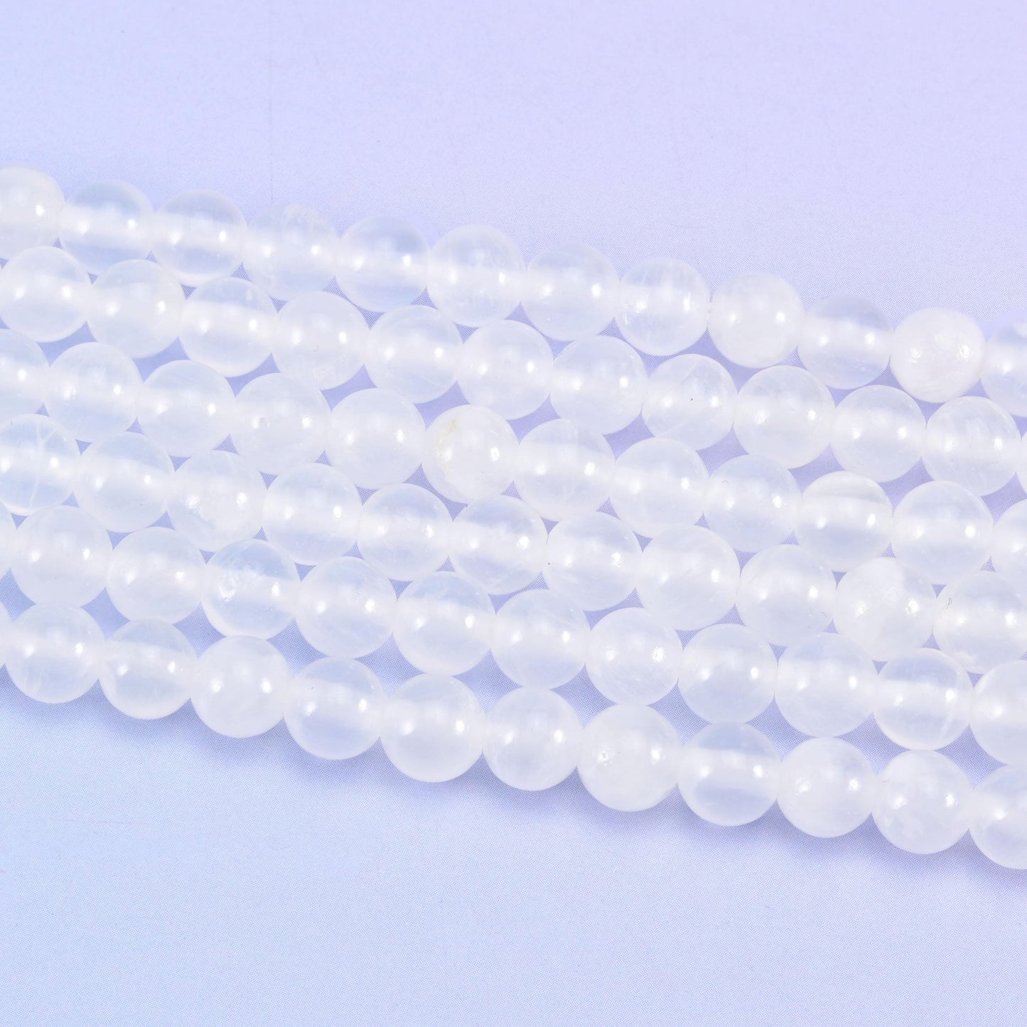 White Calcite smooth round beads, 15.5 inch strand