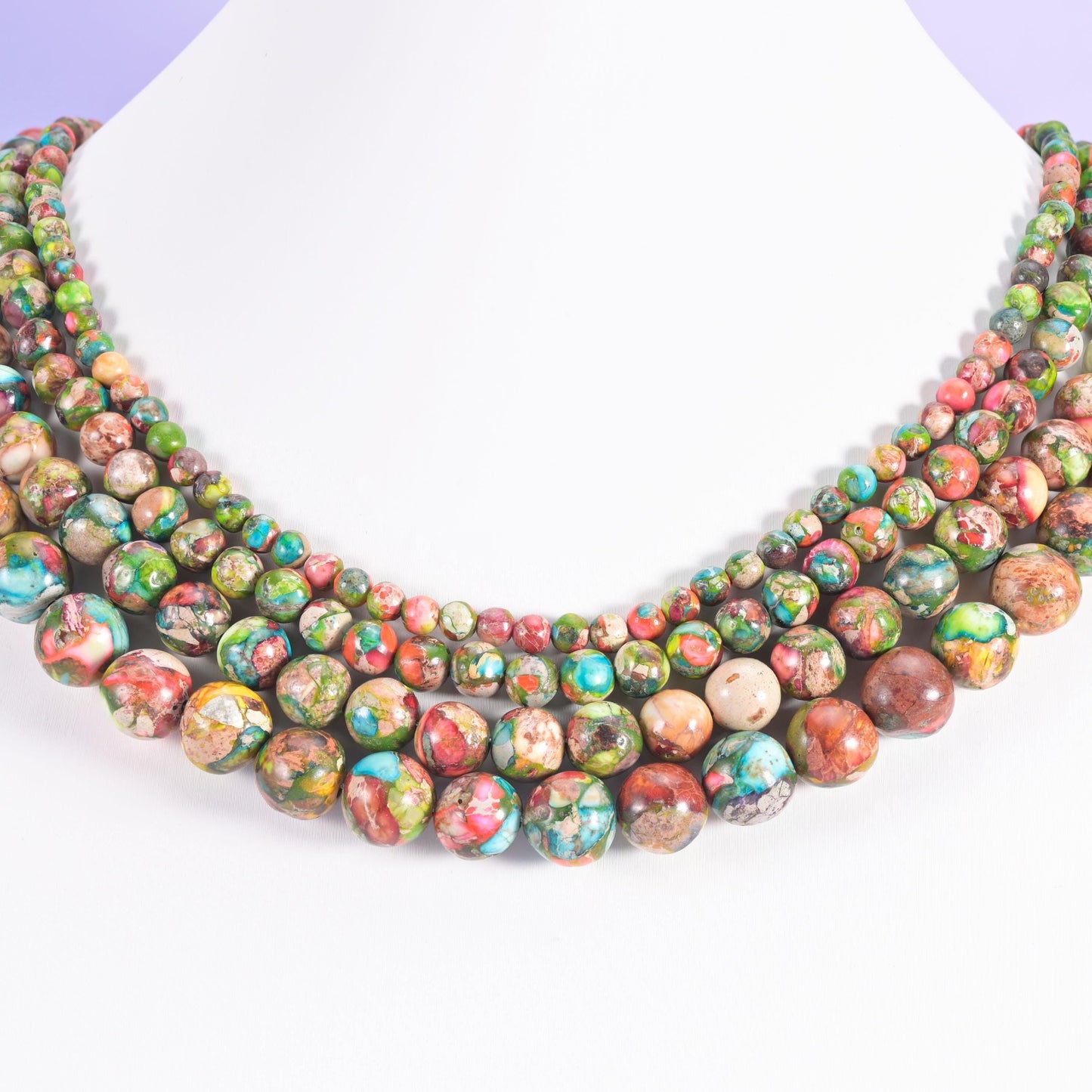 Sea sediment jasper beads, smooth round, 4mm to 14mm