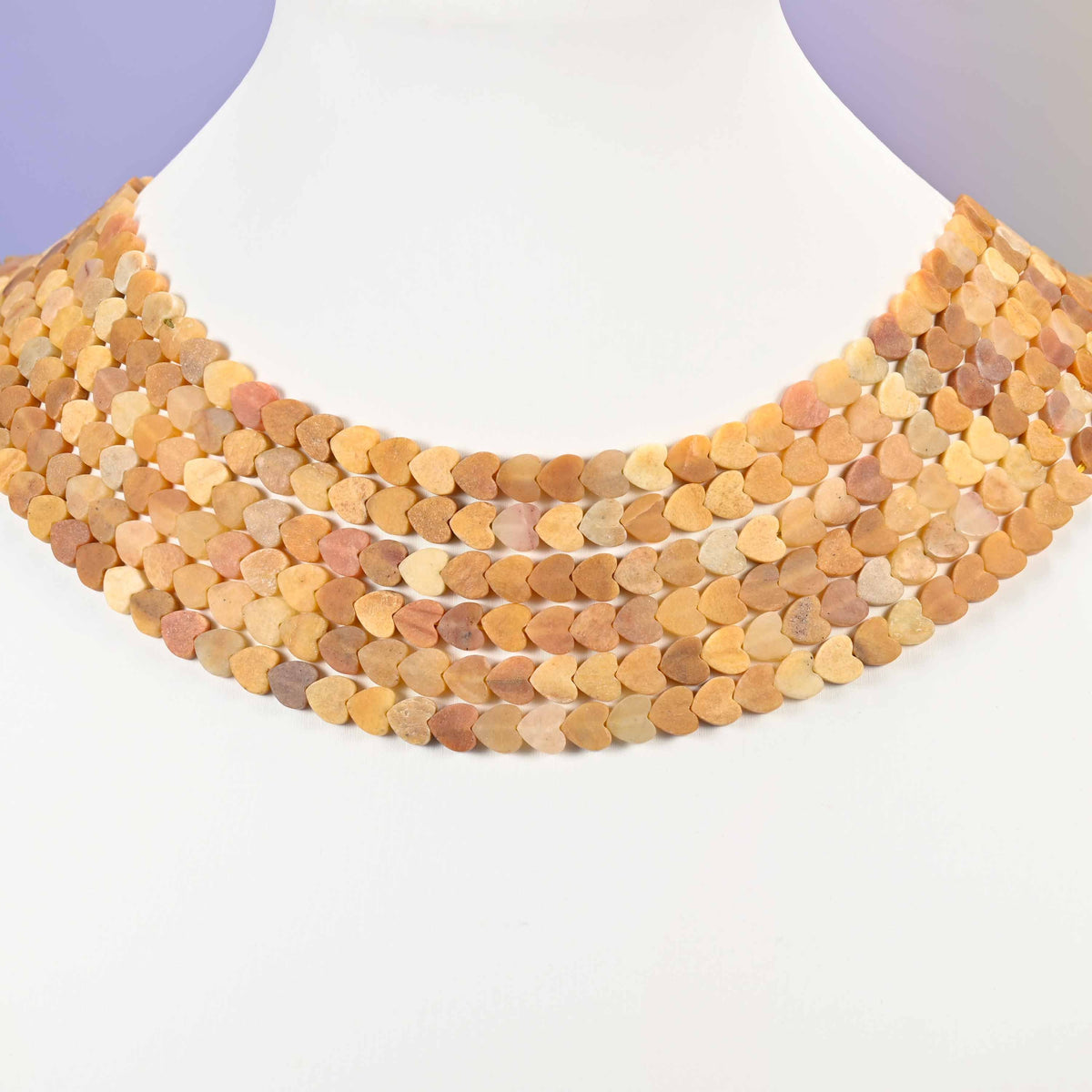 Gold Silk Jade beads, flat heart shape, 6mm