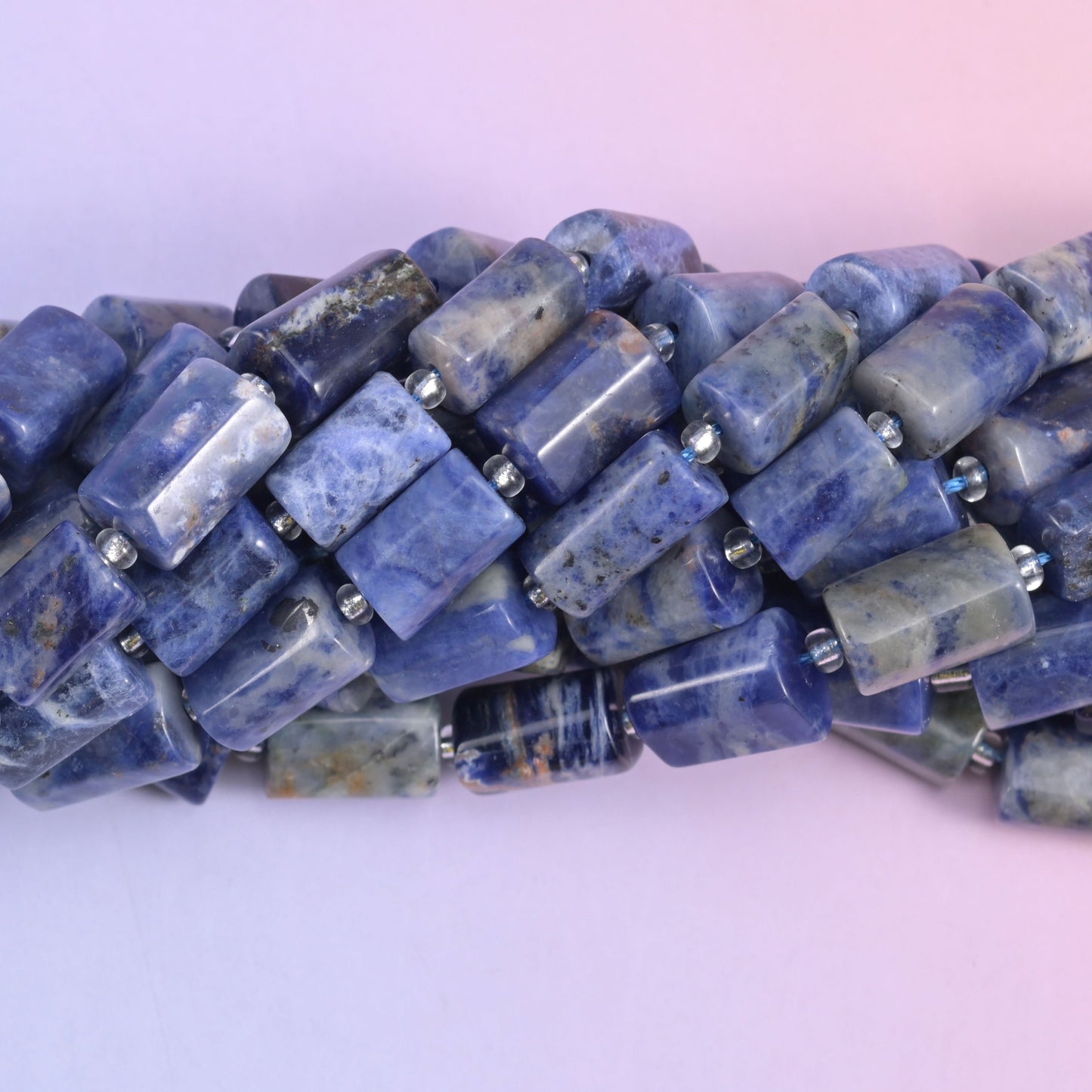 Faceted tube cut Sodalite beads