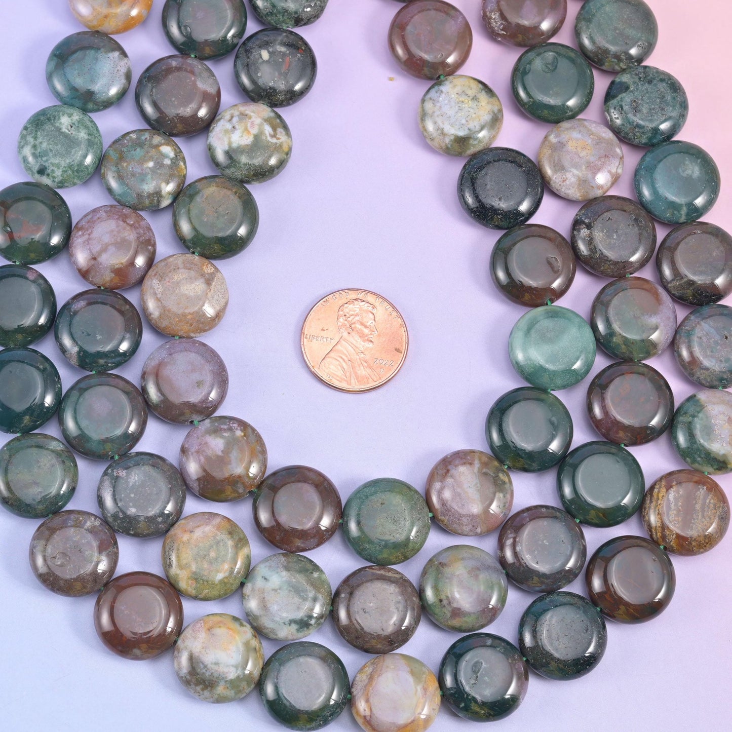Natural Indian Agate smooth coin beads for statement necklaces and bracelets