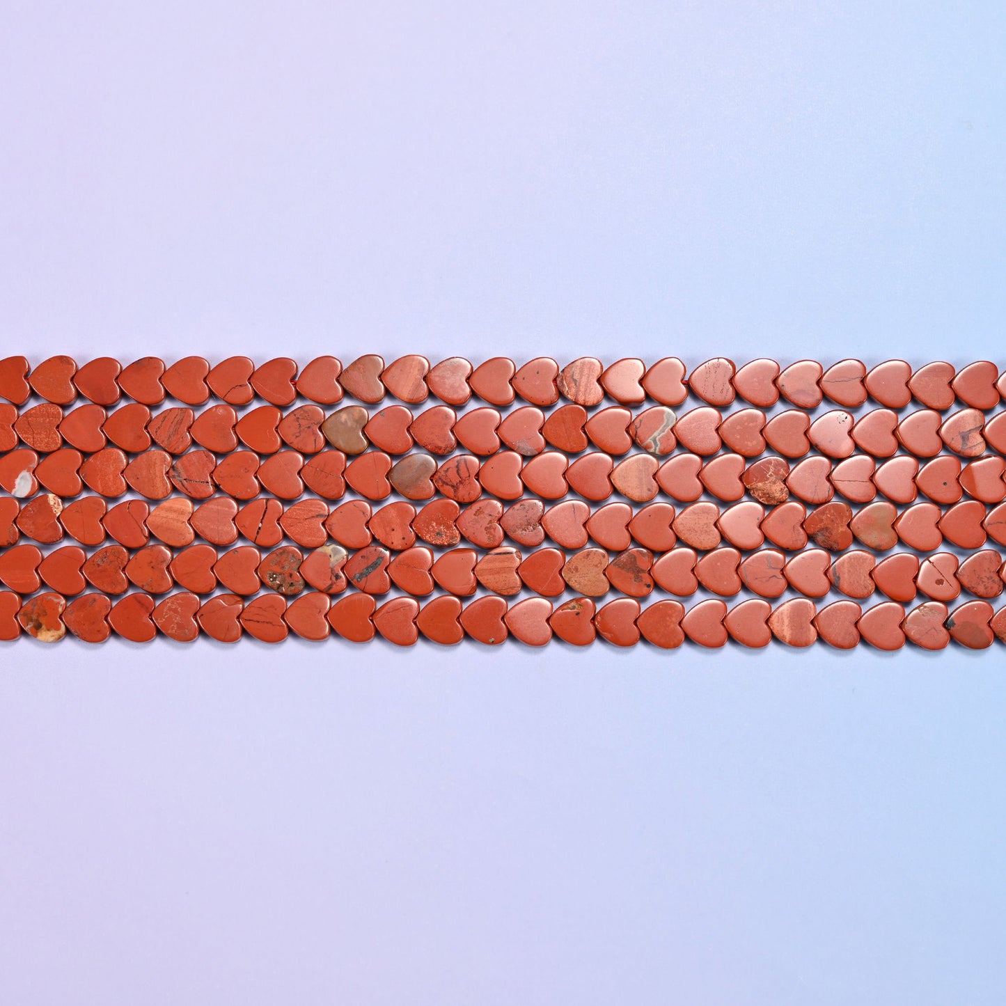 Red Jasper Flat Heart Beads in solid brick red