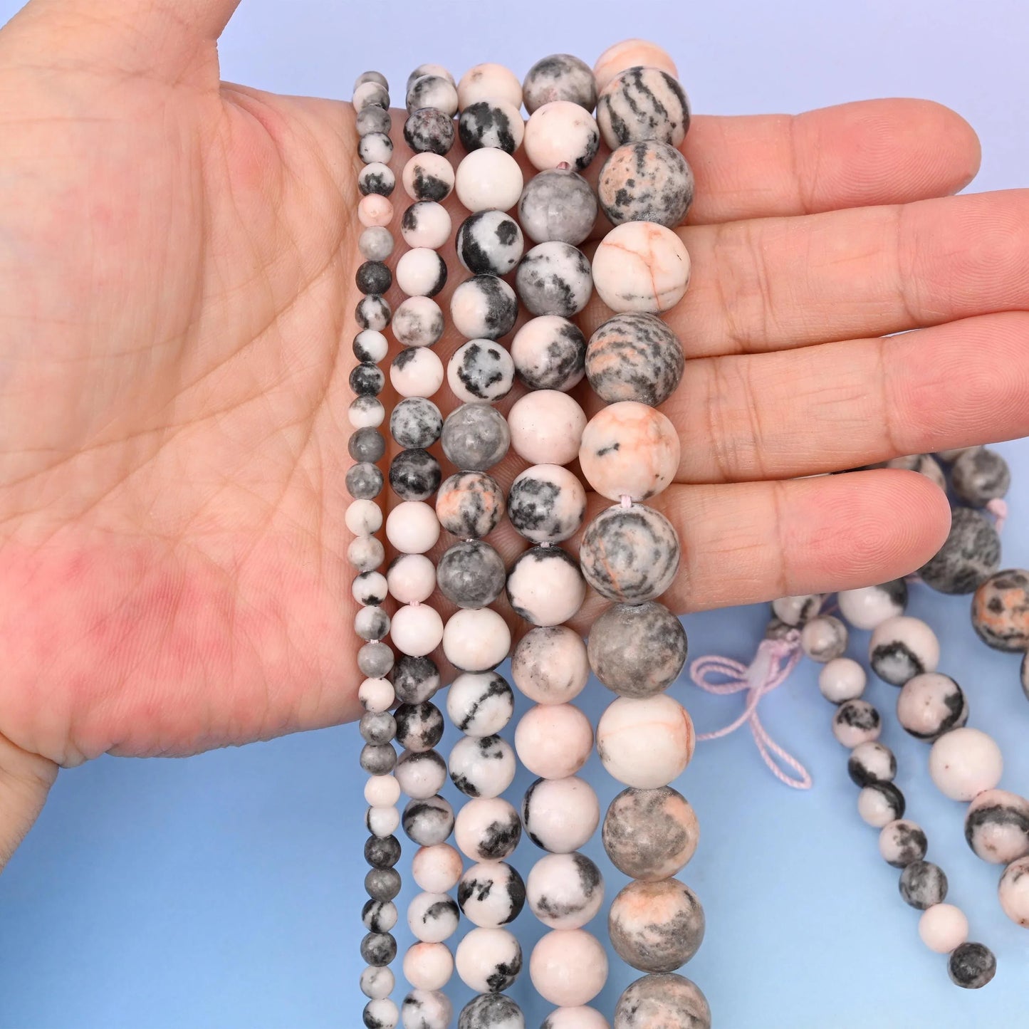 Pink Zebra Jasper beads, round, 4mm to 12mm