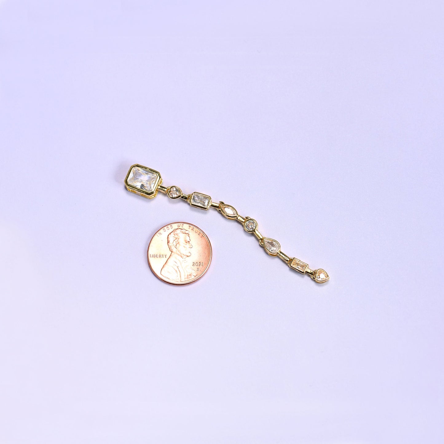 Brass, 18K gold plated, beads, multi-shape bezel chain segment, Approximately 67.66mm x 8.02mm