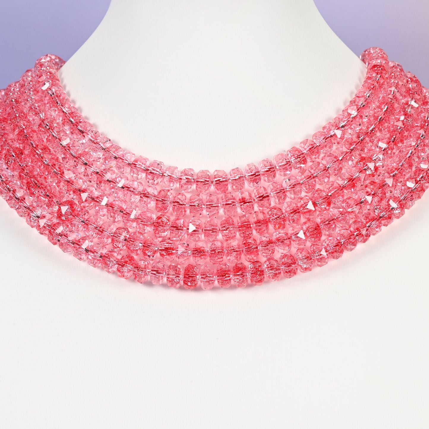 Transparent red glass beads, faceted rondelle shape, 5x8mm