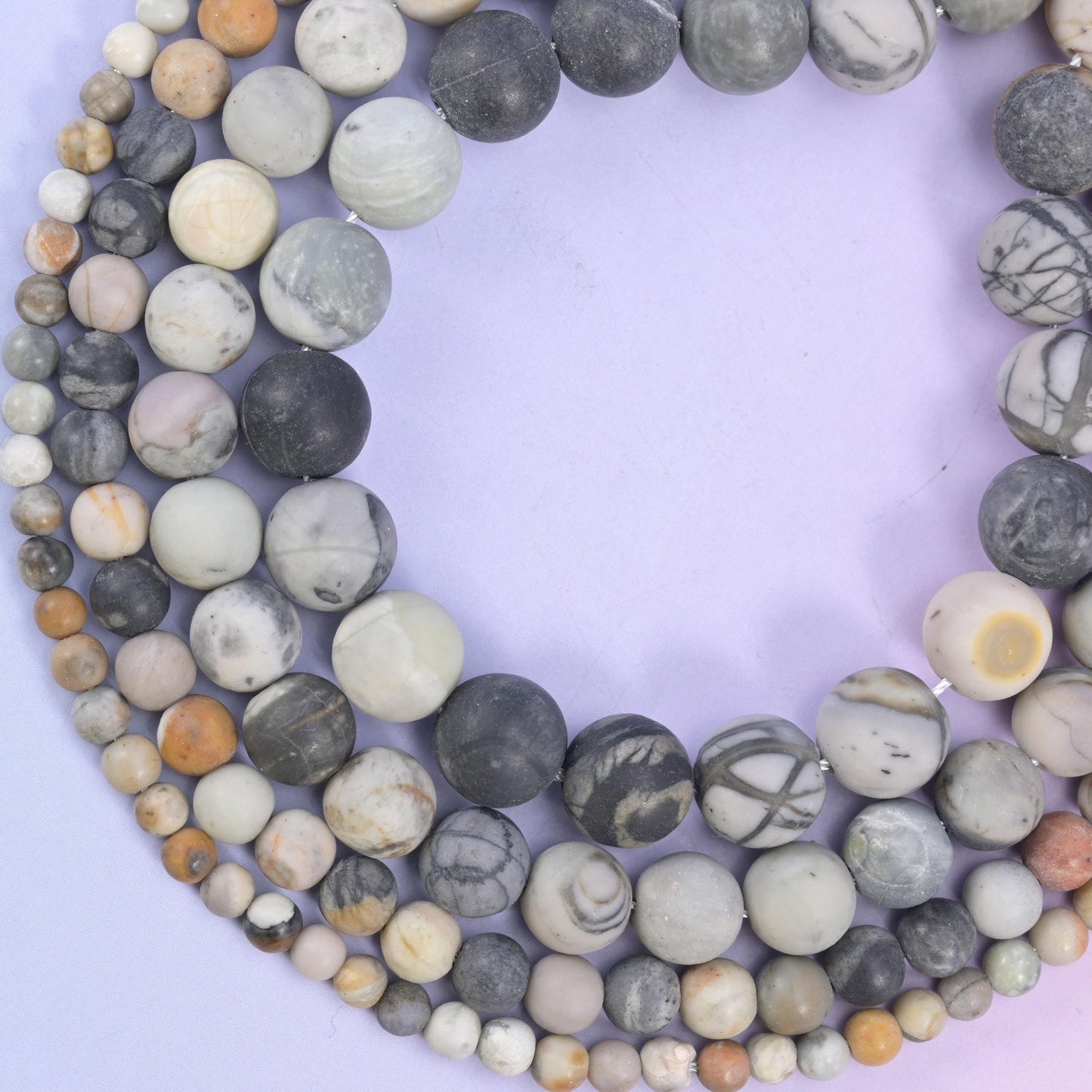 Picasso Jasper Matte Round Beads, sold per 15 inch strand