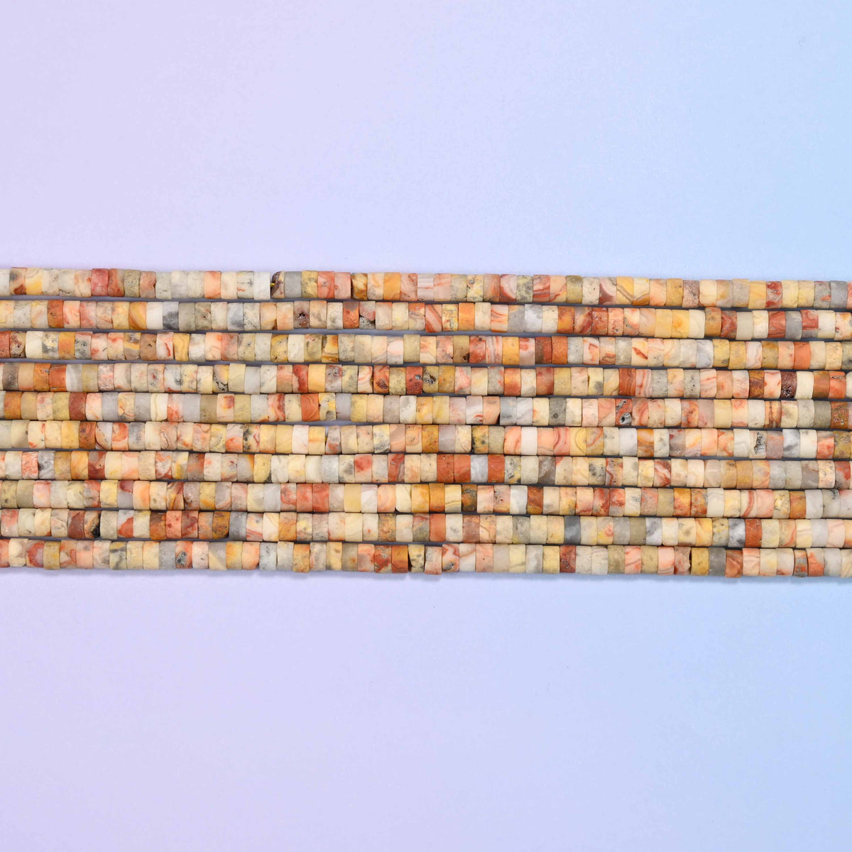 Crazy agate beads in warm mustard, gray, cream and rust-red tones