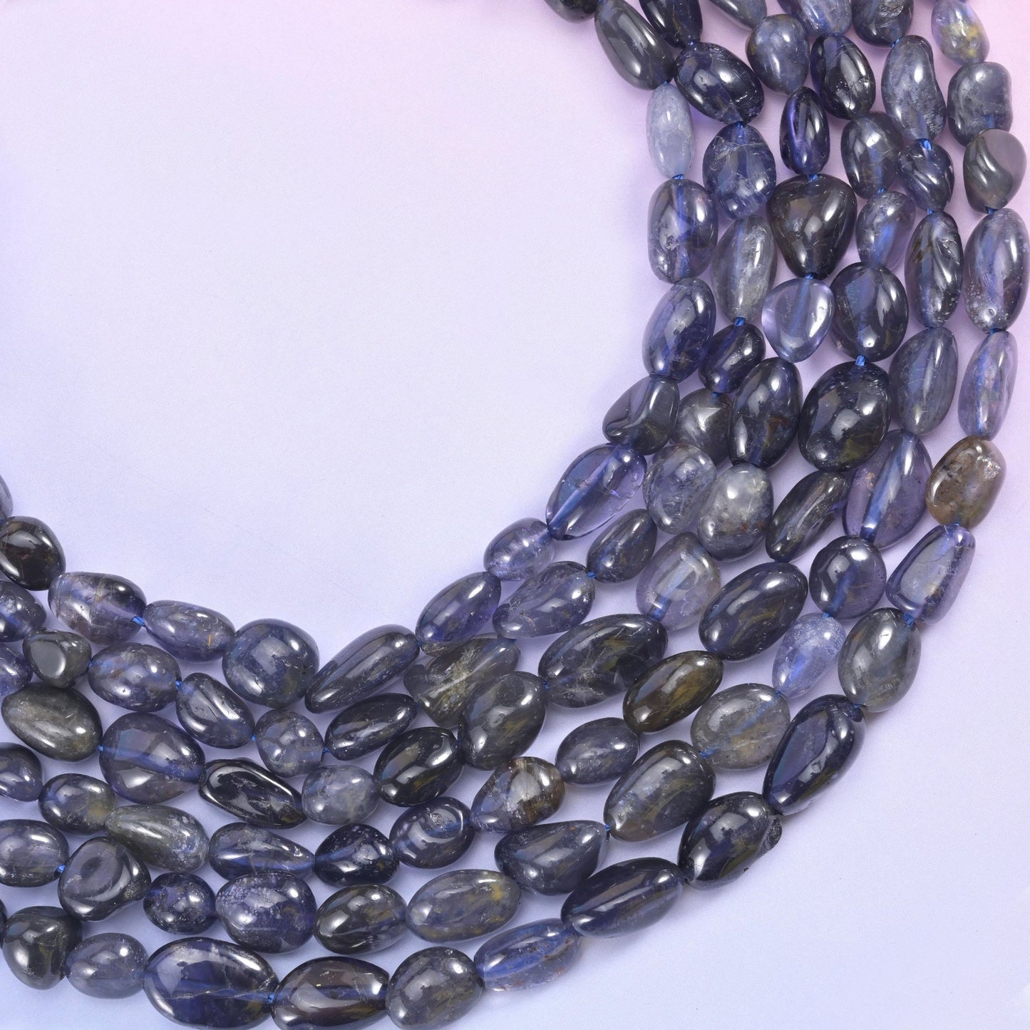 Iolite pebble nugget beads, 1.0mm drill hole