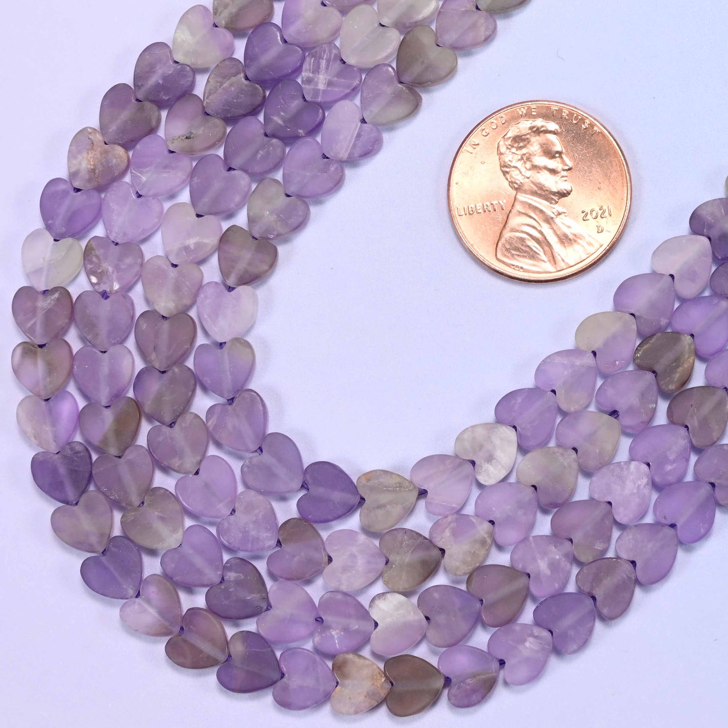 Matte Amethyst Flat Heart Beads: Size 6mm, Jewelry Making, 15 Inch Strand