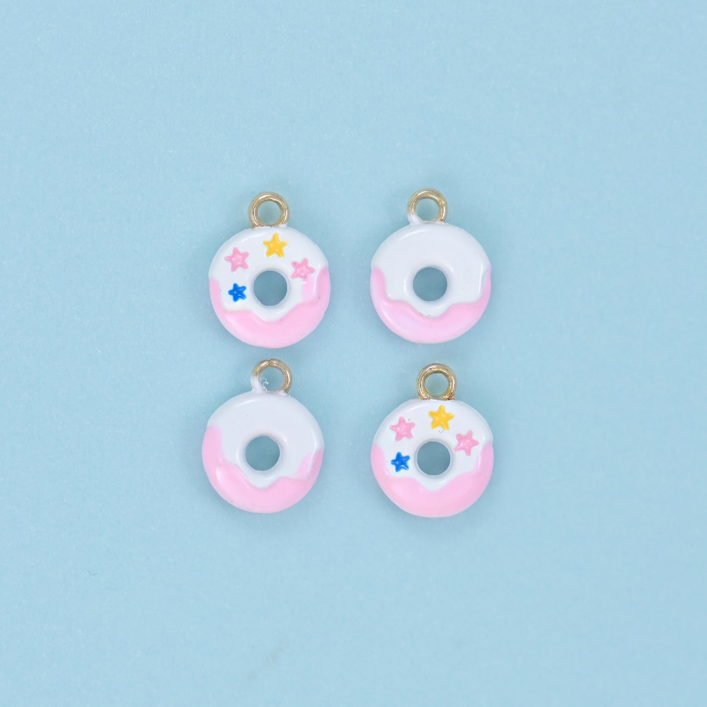 Enamel Star Sprinkle Donut Charm 10x8mm in chocolate brown, strawberry pink, lilac, lemon, mint or peach icing