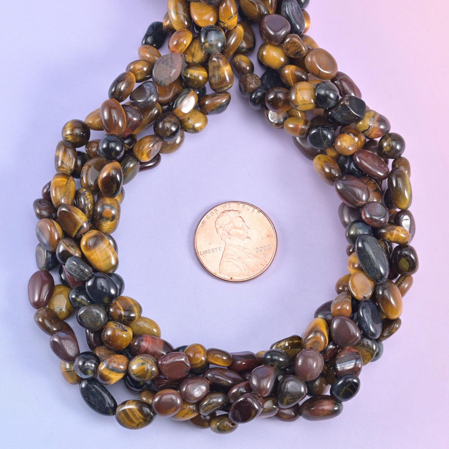 Tricolor Tiger Eye Pebble Nugget Beads 6-8mm 8-12mm Jewelry Making 15.5" Strand