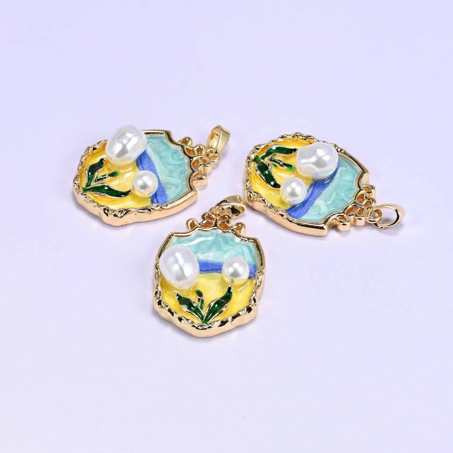 18K gold plated tulip charm, sold individually