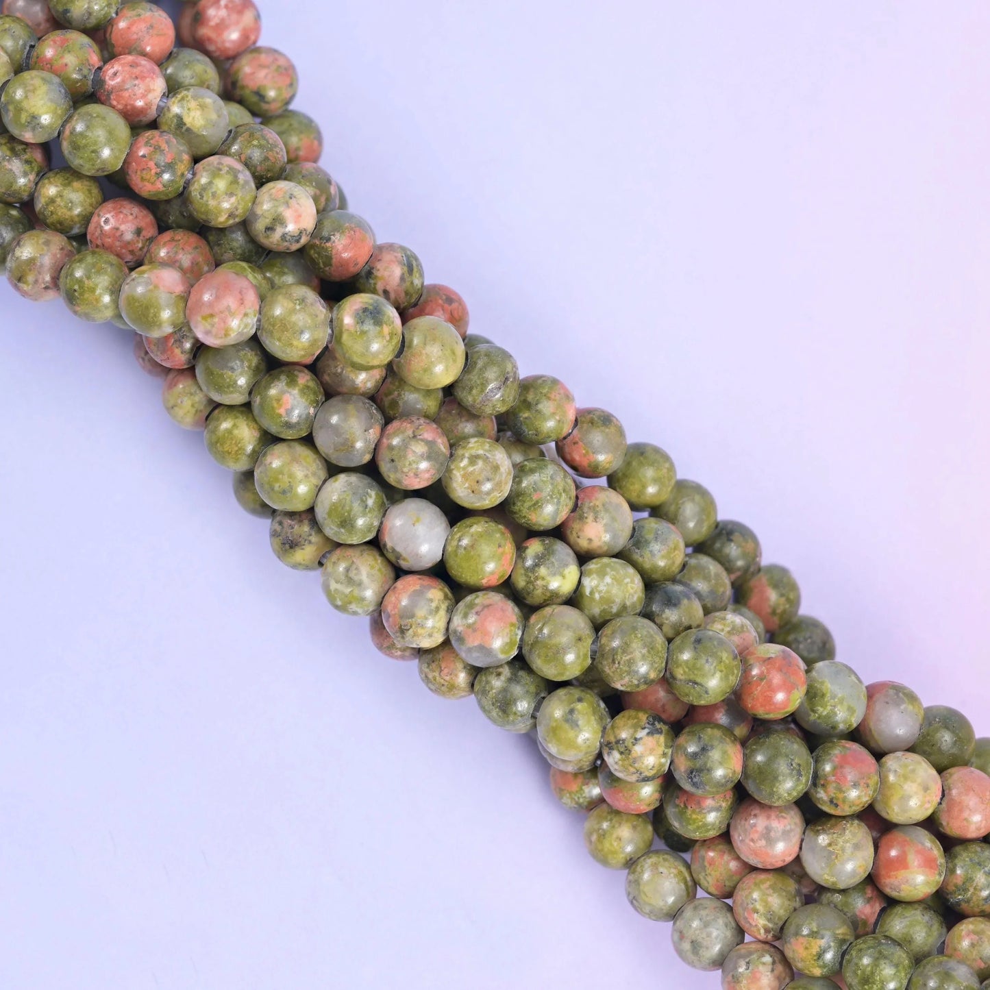 Unakite Large Hole Round Beads 6mm 8mm 10mm, 8 inch strand or 15 inch strand