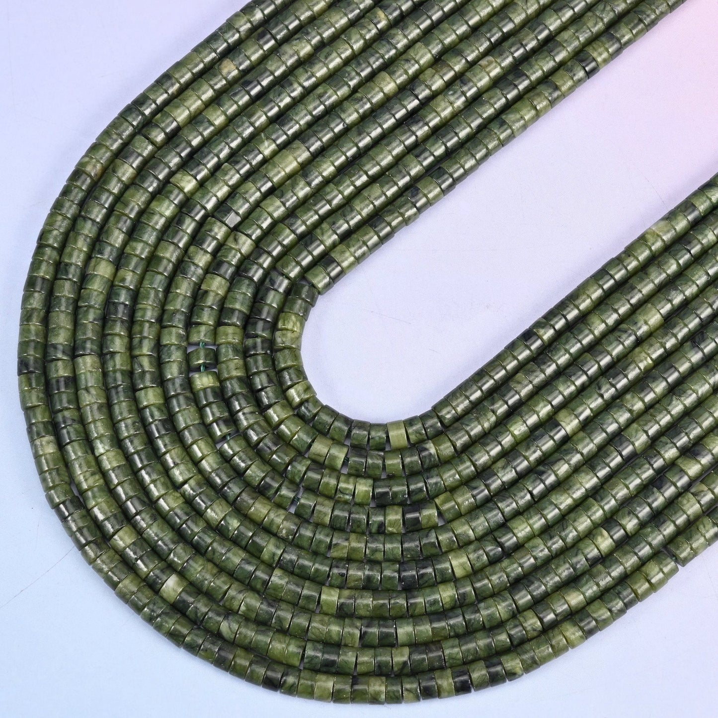 South Jade Smooth Heishi Disc Beads, 15.5 inch strand