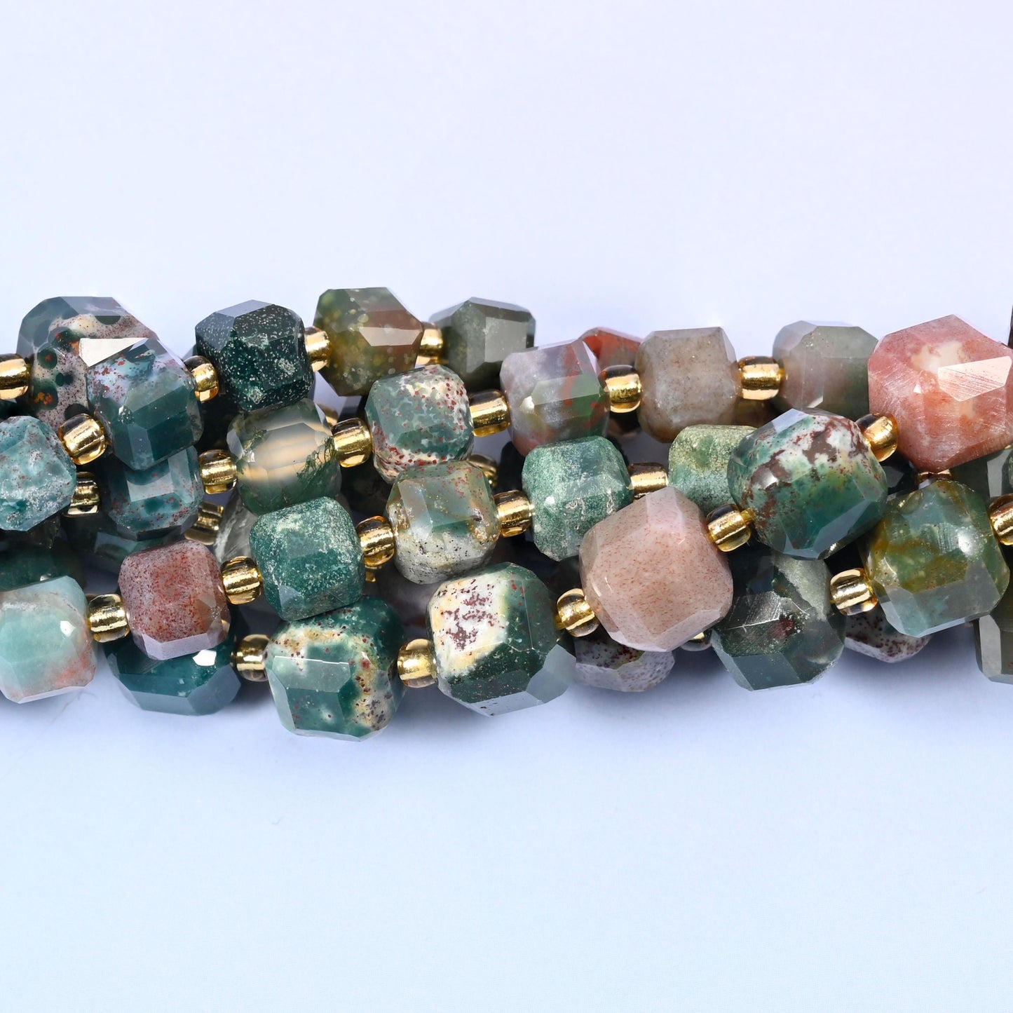 Ocean Jasper Faceted Cube Beads, sold per 15 inch strand