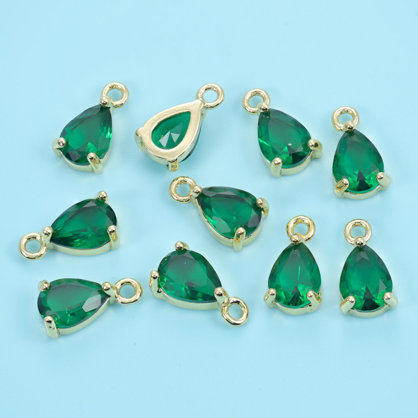 Teardrop cut brass, 18k gold filled, and zircon — lead free and nickel free beads