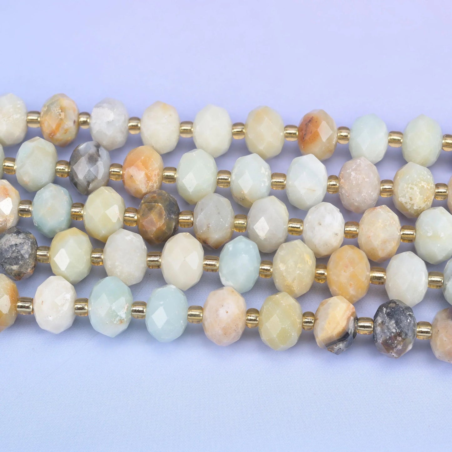 Multi-Color Amazonite Faceted Rondelle Beads, 15.5 inch strand