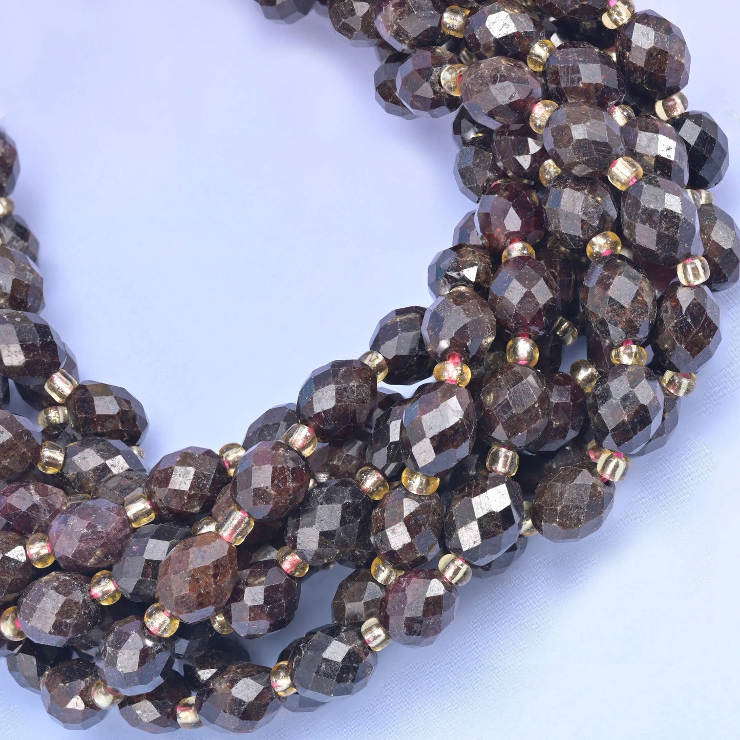 Red Garnet rice barrel beads, 1.0mm hole