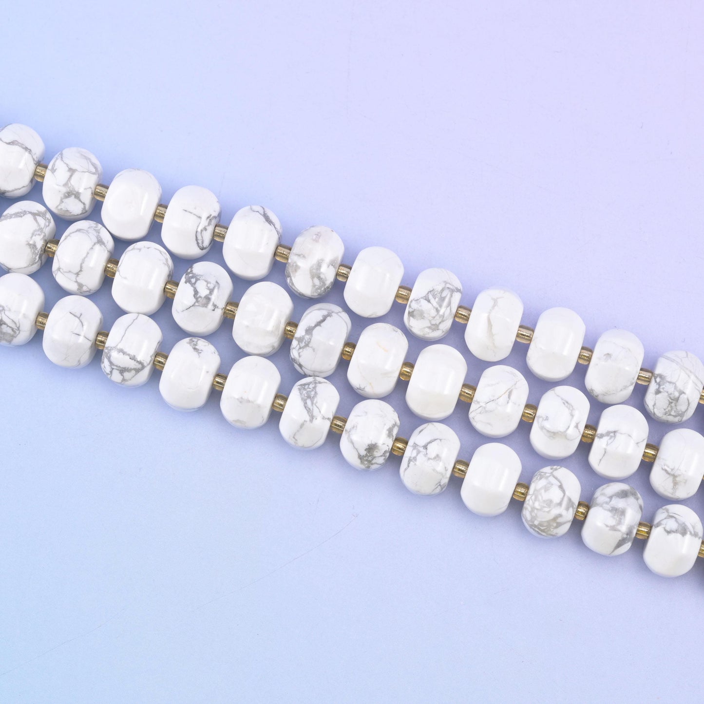 Smooth pumpkin cut white howlite beads