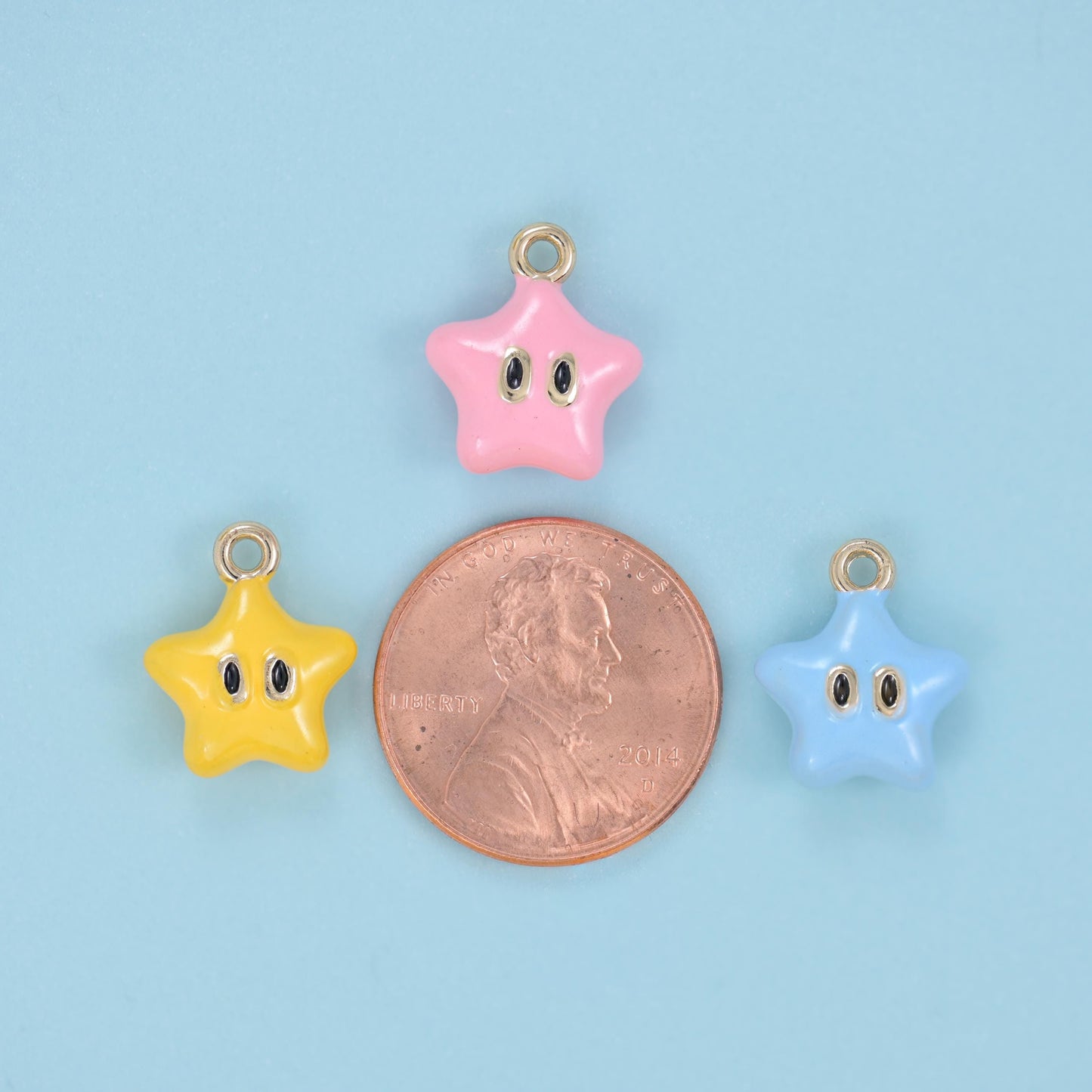 Enamel Star Charm 14x8mm, sold per piece