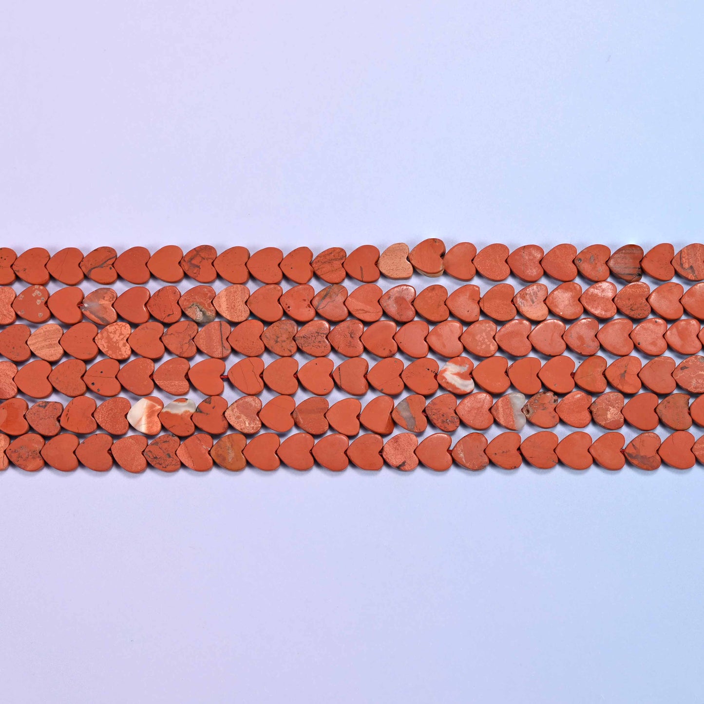 Matte Red Jasper Flat Heart Beads: Size 6mm, Jewelry Making, 15 Inch Strand