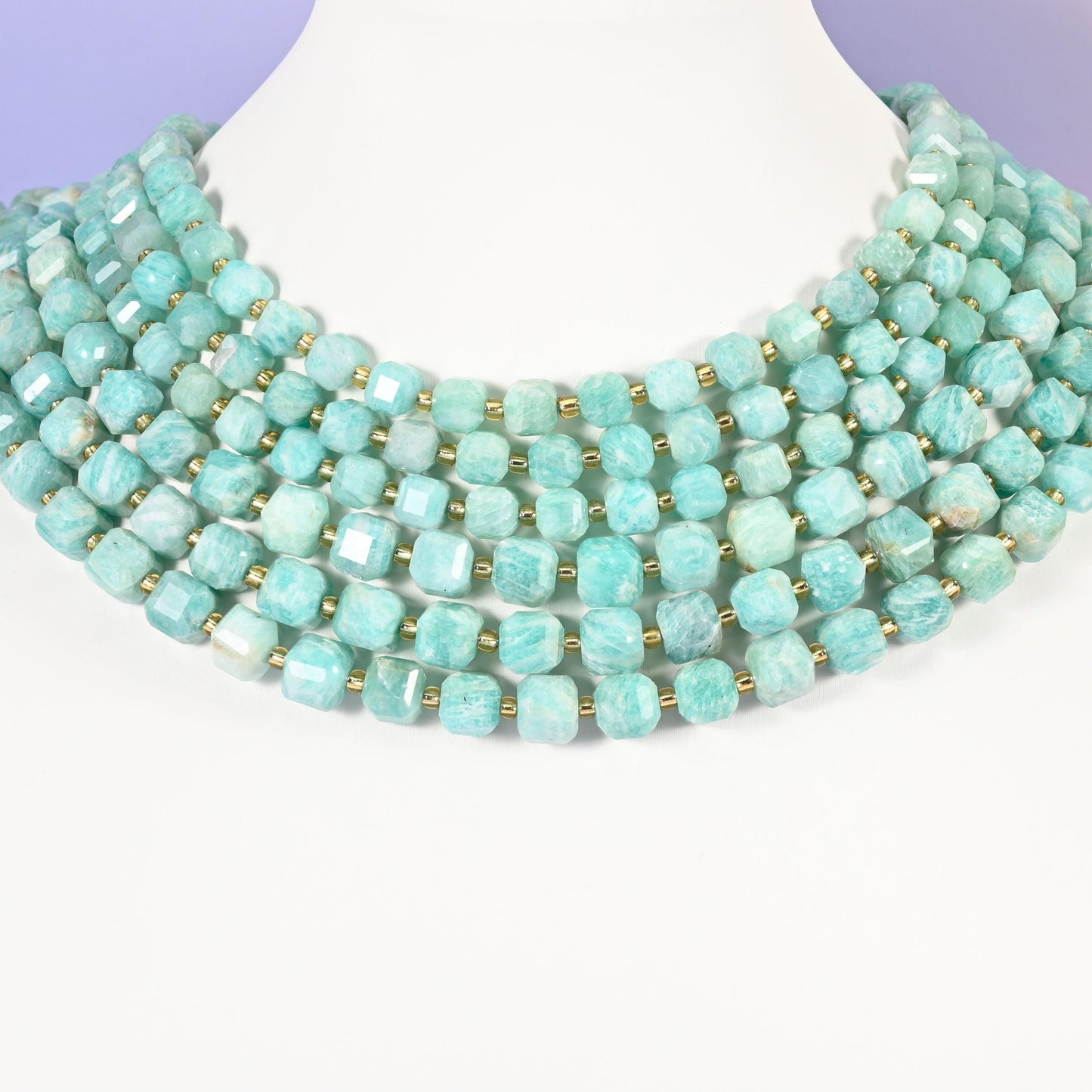 Green Amazonite beads, faceted cube, 6mm and 8mm