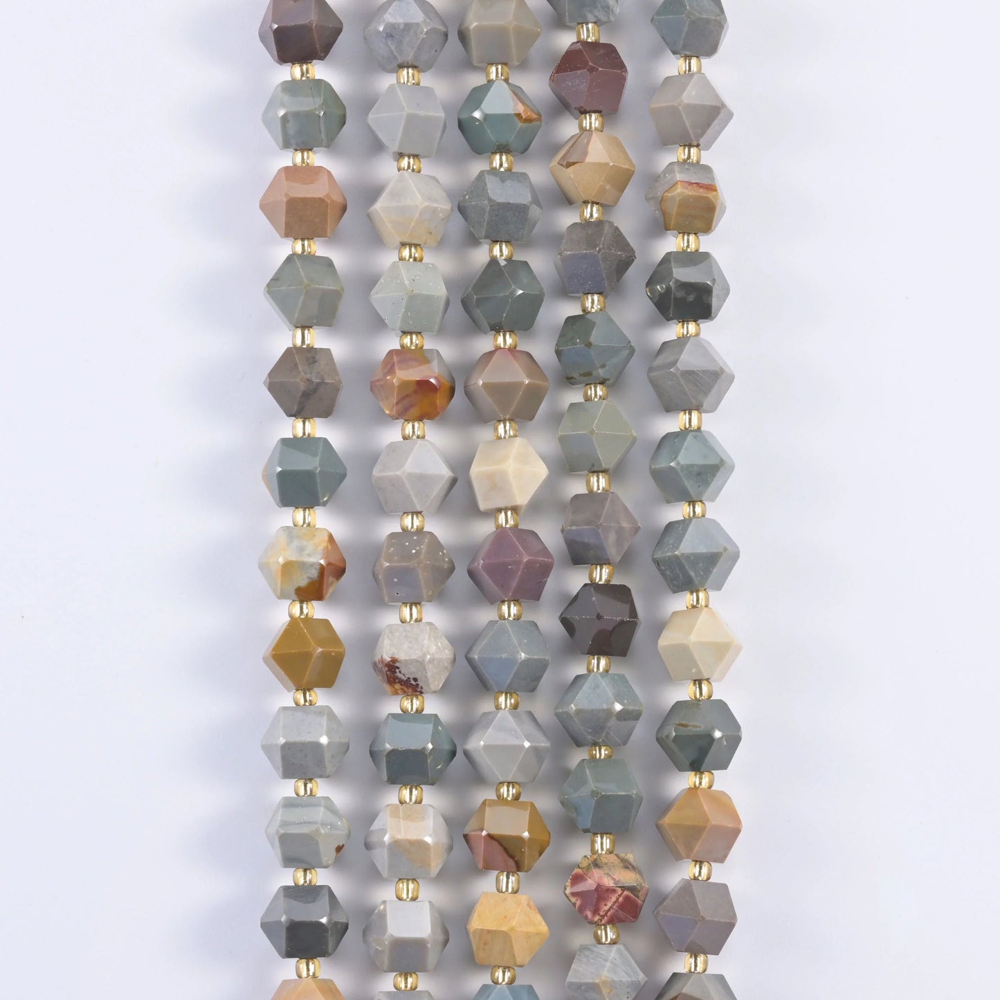 Faceted 8 sided diamond rhombus cut cut choose from american picture jasper, blue moonstone, dragon bloodstone, dyed green…