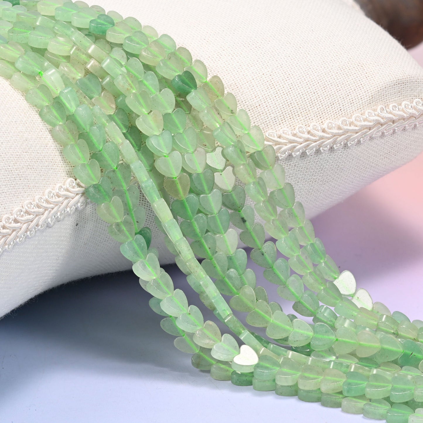 Green Aventurine Flat Heart Beads