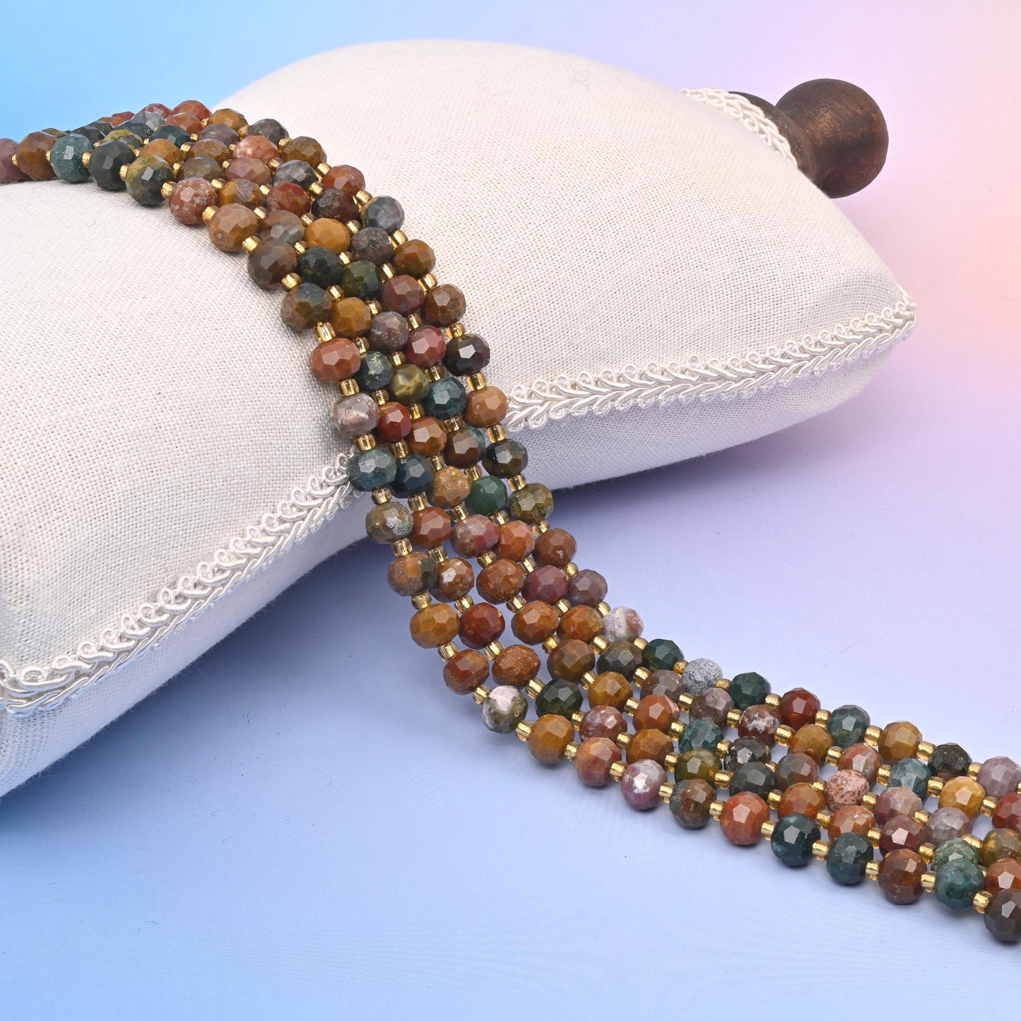Ocean Agate Faceted Rondelle Beads
