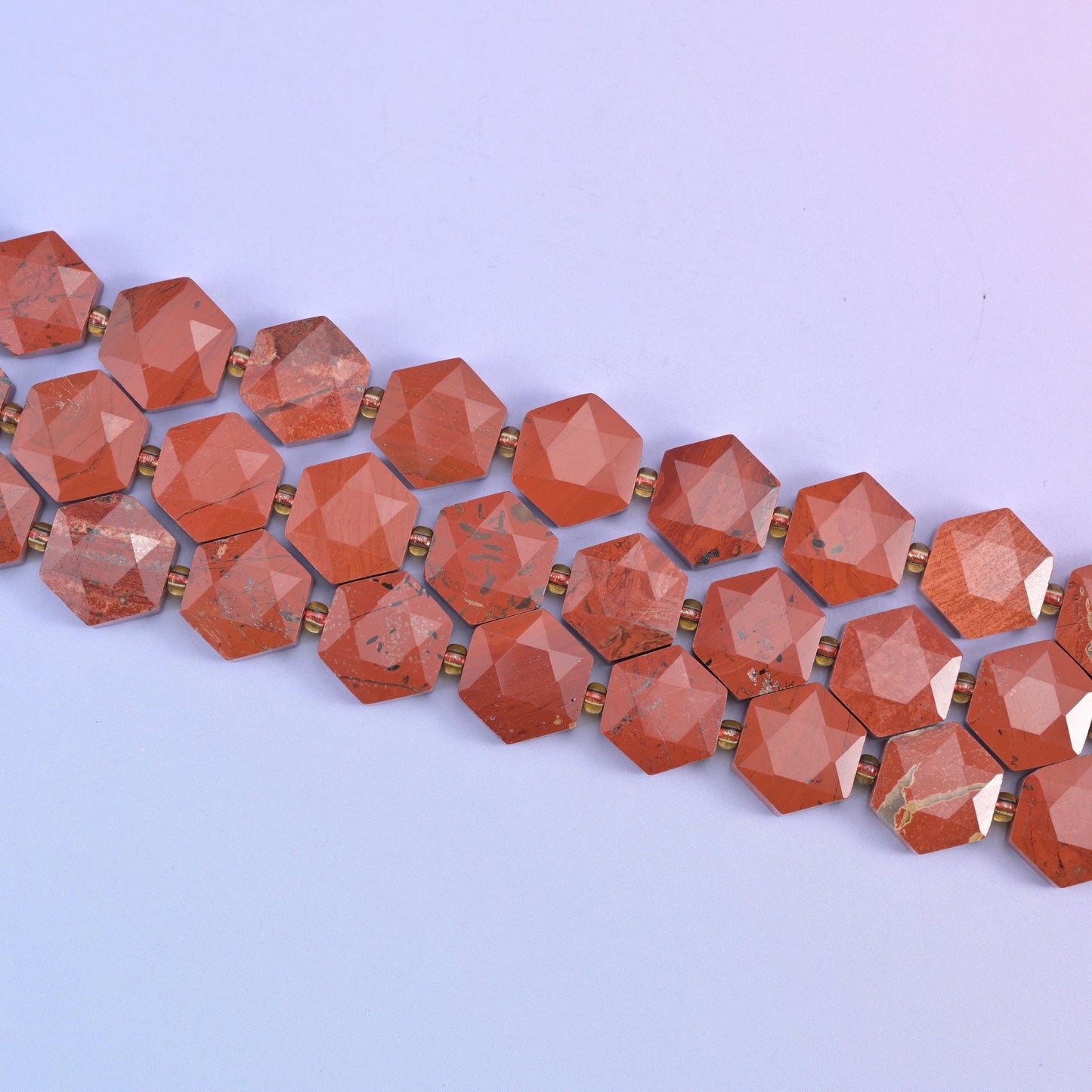 Red Jasper beads in a warm brick-red flecked with tan, rust and soft grey
