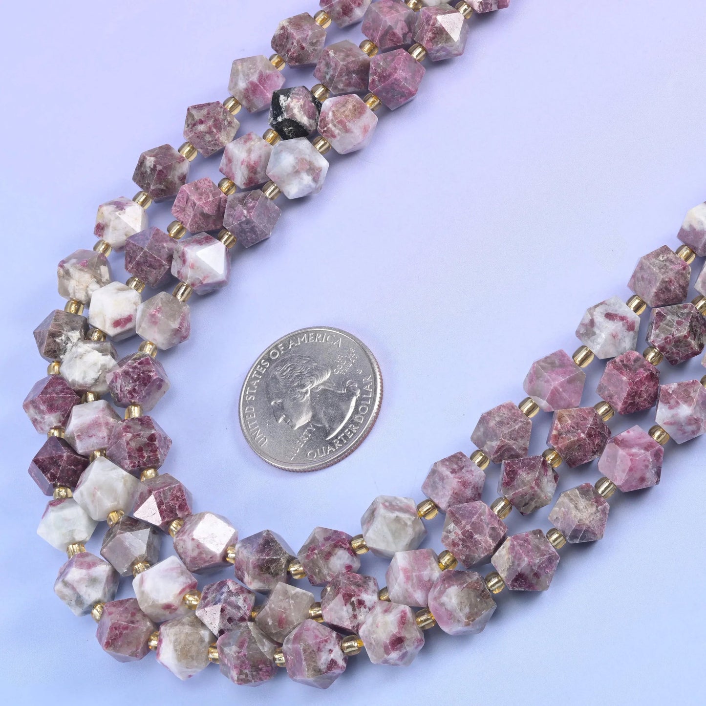 Faceted Diamond Cut Gemstone Beads, all eight options are natural stones.